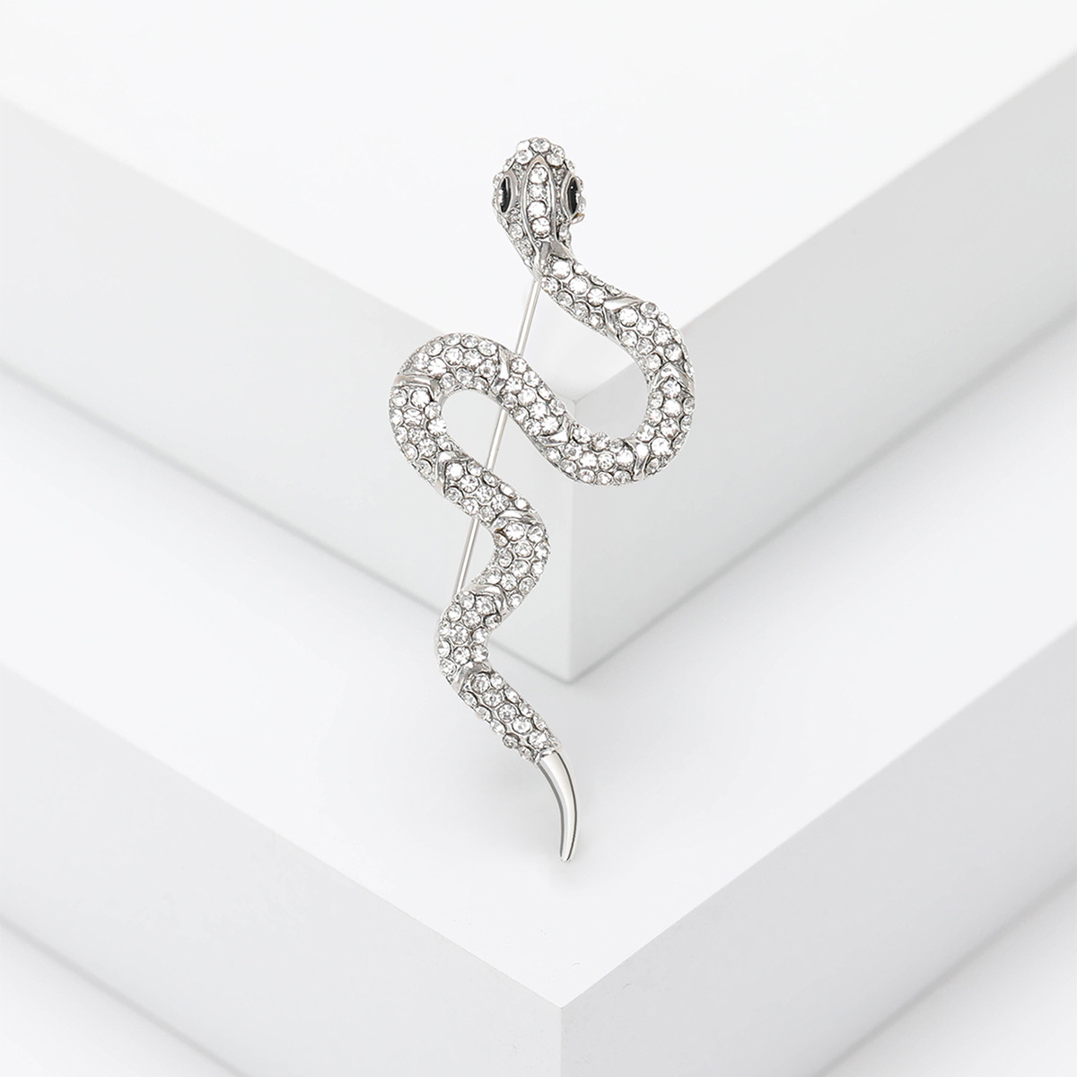 Silver Tone Rhinestone - Encrusted Snake Brooch Elegant Party Jewelry And Gift For Her High Quality And Stylish Jewelry
