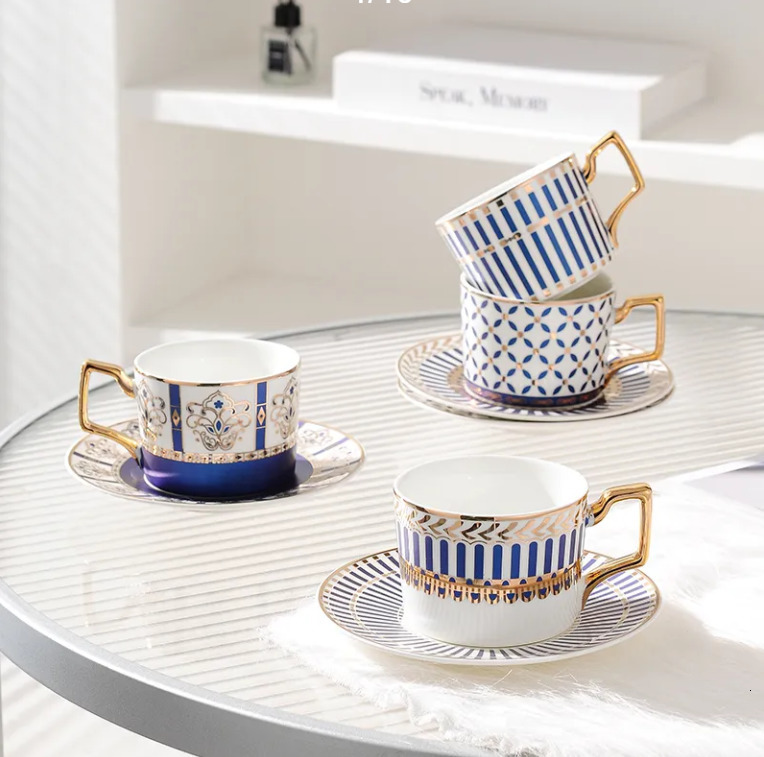 Household Luxury Ceramic Coffee Cup Set with European Coffee Cup and Saucer Set High end and Exquisite Mugs 250728