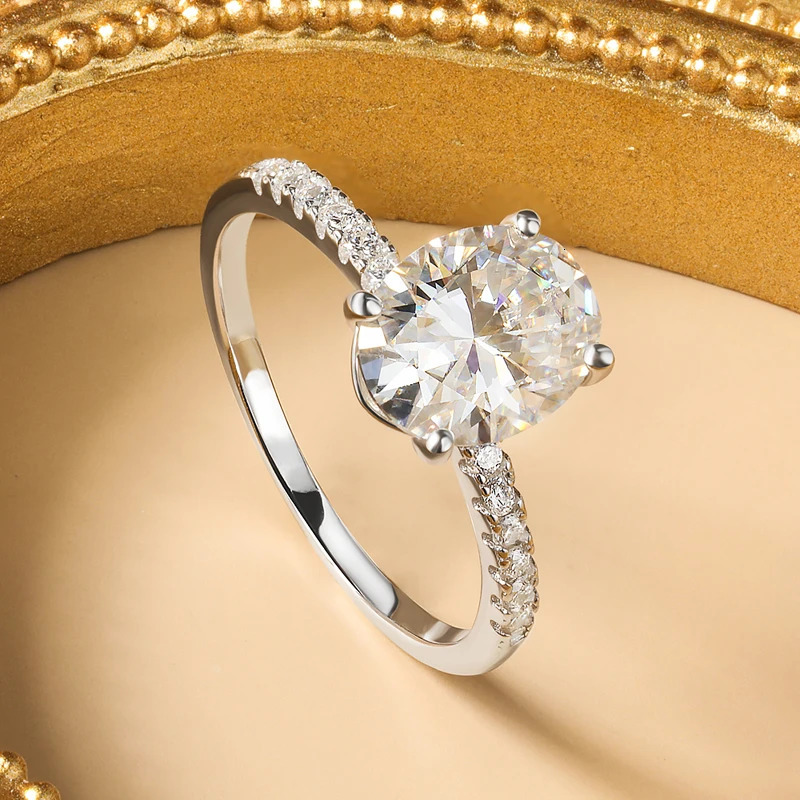 NKHOG 1ct 2ct 3ct Oval Ring Women 925 Sterling Silver D Color VVS Pass Diamond Test Wedding Band No Fade Rings GRA 250722