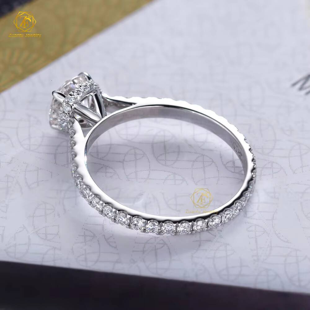 New Trendy 14K 18K Solid White Gold Engagement Ring IGI Certified round Lab Grown Diamond 1ct to 3ct HPHT CVD