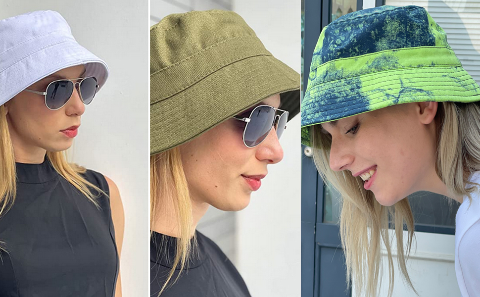 Trendy Bucket Hats for Men Women Cotton, Plain Fisherman Sun Hat Summer Cap Outdoor
