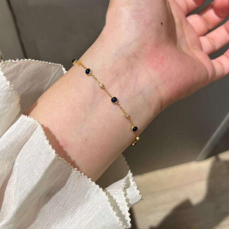 Midsummer Night French Blue Thin Light Niche Exquisite Fresh Colorful Gemstone Women's Bracelet