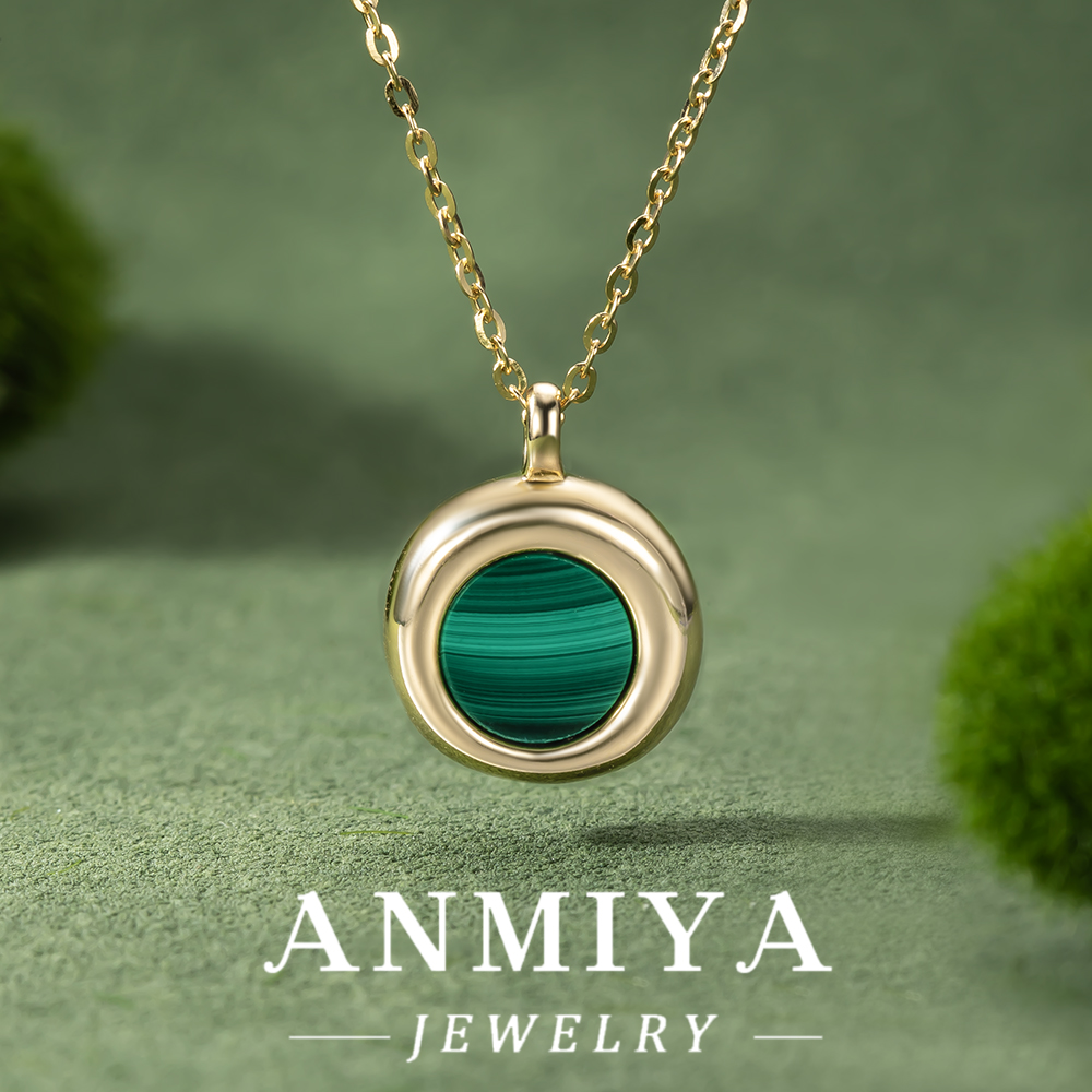 925 Silver Necklace with Genuine Malachite Stone Handmade Sterling Silver Jewelry for Women Elegant Green Gemstone Pendant