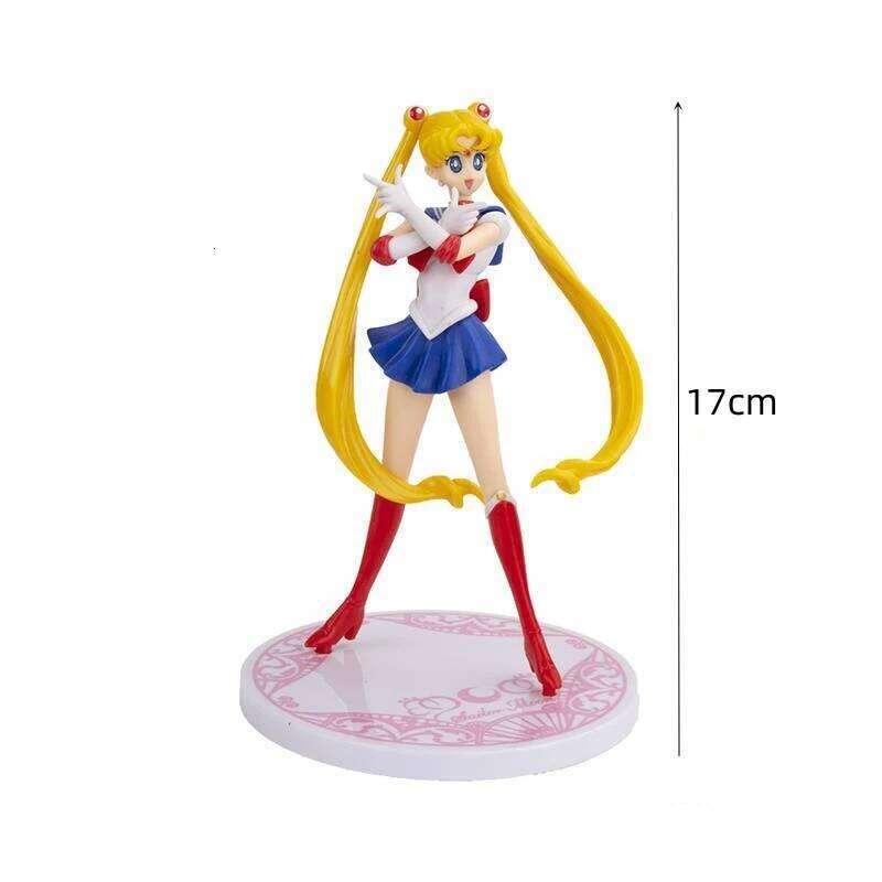 17cm Cartoon cute girl Sailor Moon PVC Action Anime Figure Model Kawaii Doll Desktop Ornaments
