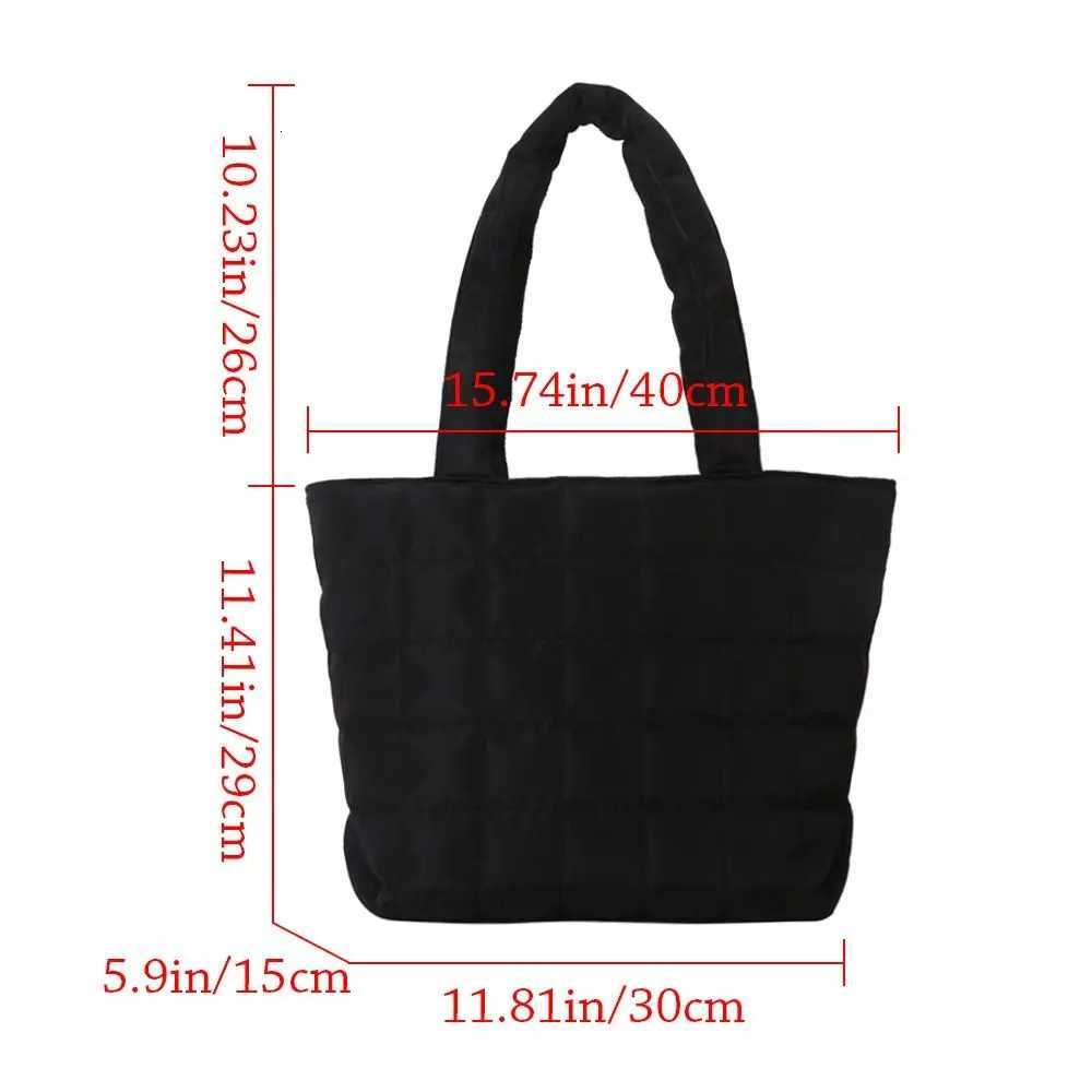 Solid Color Nylon Handbags Cotton Casual Tote Bags Wen Large Capacity Winter Shoulder Bag For Girls Fi Top Handle Bag Y250730