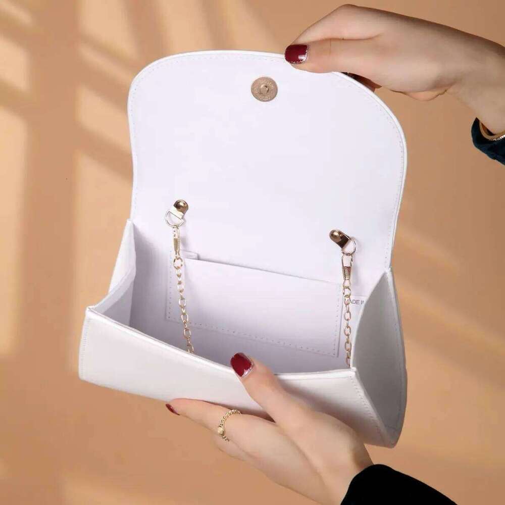 Women Top-handle White Leather Bride Handbags Purse Designer Evening Bags Party Handbag Wedding Clutch Wallet Shoulder Bag