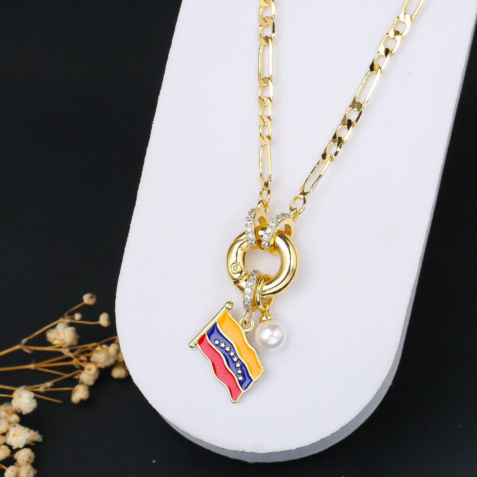 Venezuela Flag Cross Pendant Necklace Simple for Man Woman Party Birthday Jewelry National Day Gift Choker 250729