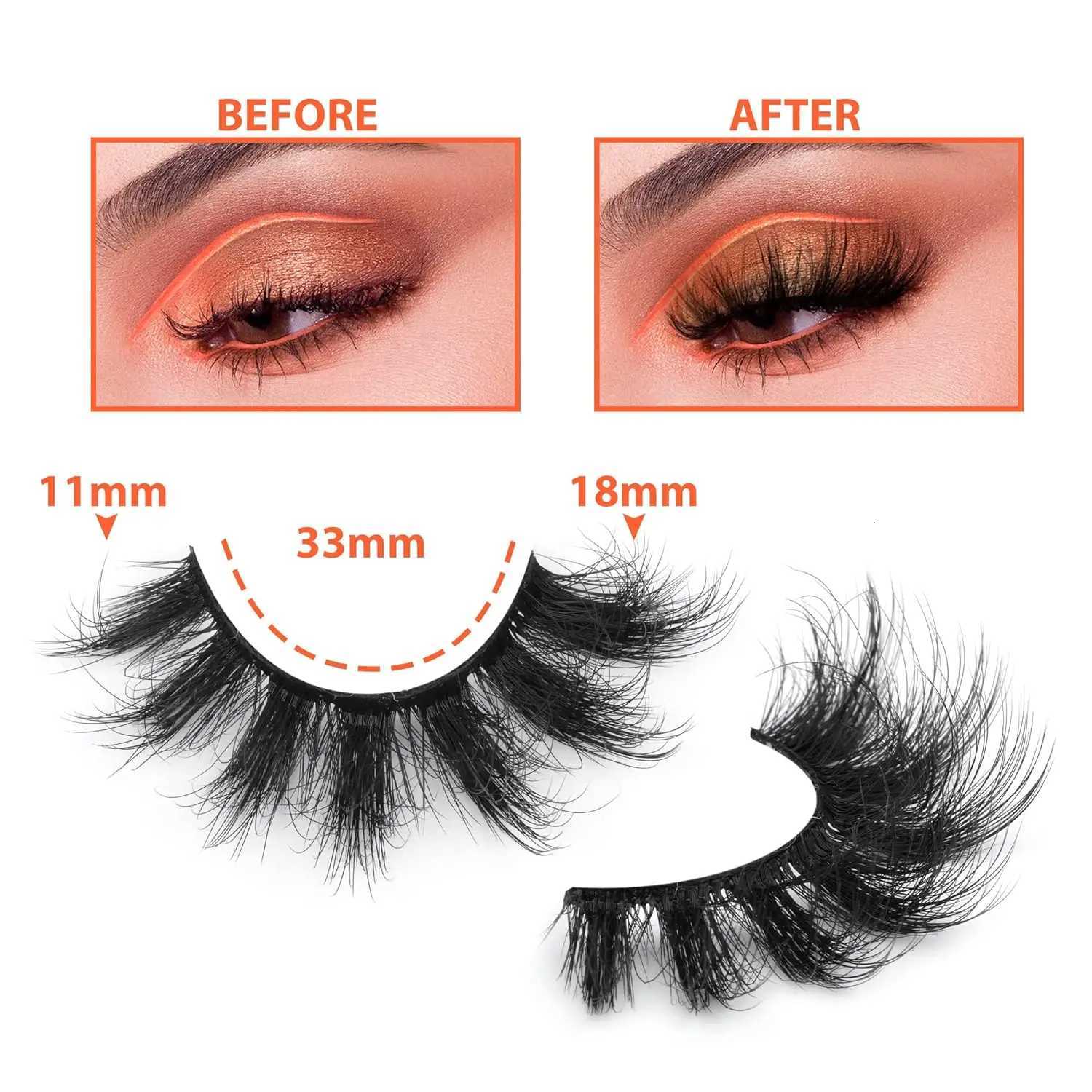 7pairs Fluffy Lashes 8D False Eyelashes 20mm Faux Mink Lashes Natural Fake Lashes Thick Volume Eyelashes Cat Eye Lashes Z250730