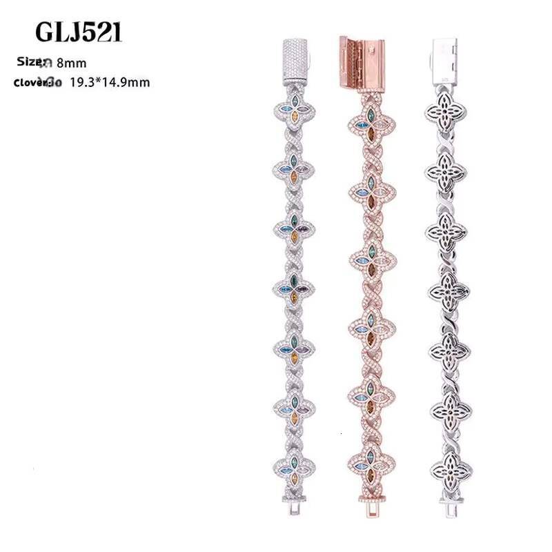 New 18mm Marquise Flower Design Hip Hop Jewelry Iced Out Unisex Moissanite Cuban Link Chain 925 Silver Moissanite Bracelet