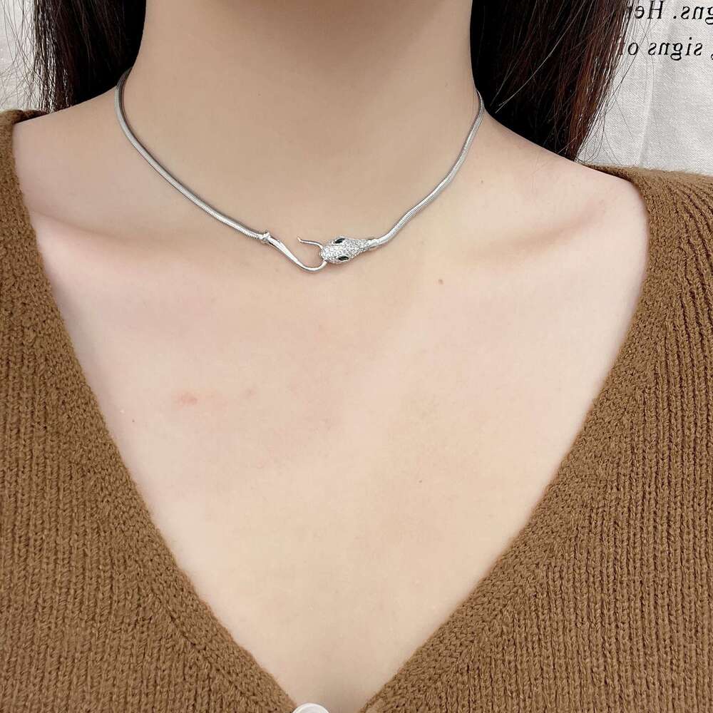 Unique Twisted Snake Ins Minimalist Style Niche Design Hot Girl Dark Necklace Unisex Accessories 444