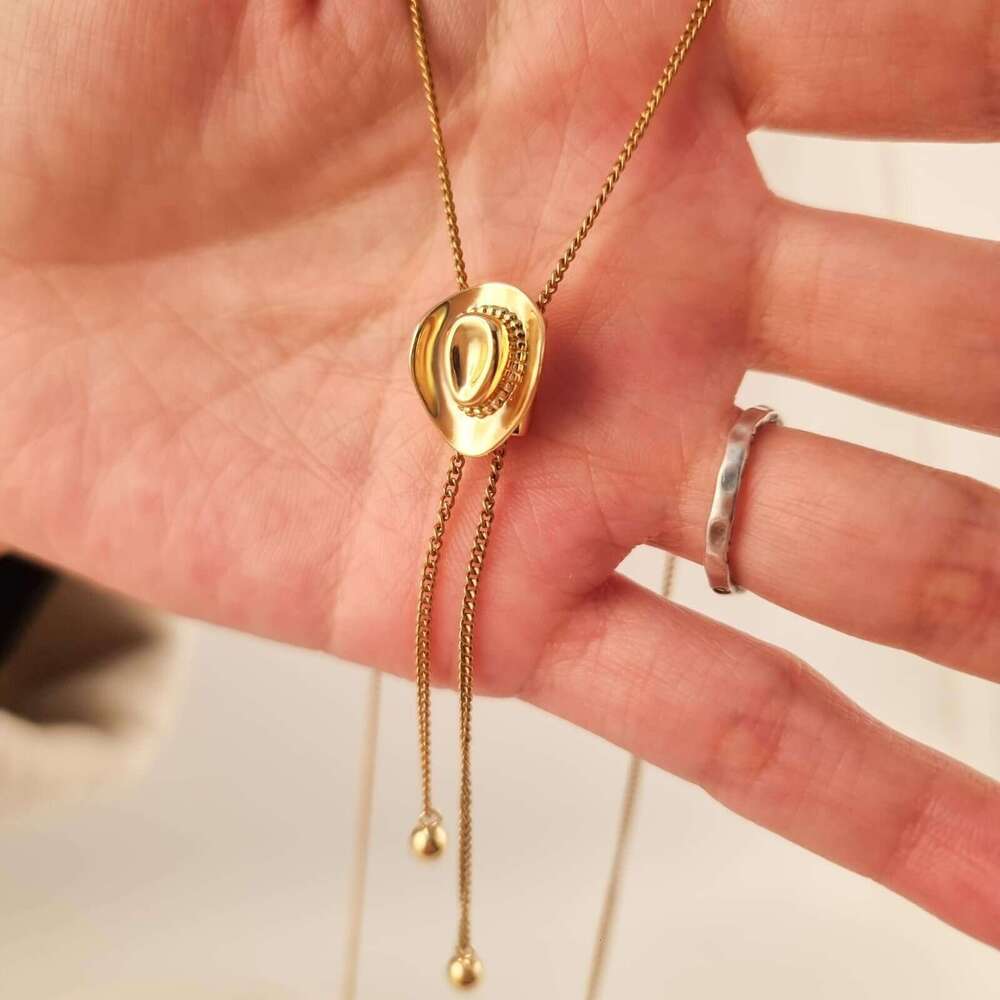 Personalized Western Cowboy Hat High-end Necklace Adjustable Gold Chain Pendant Jewelry