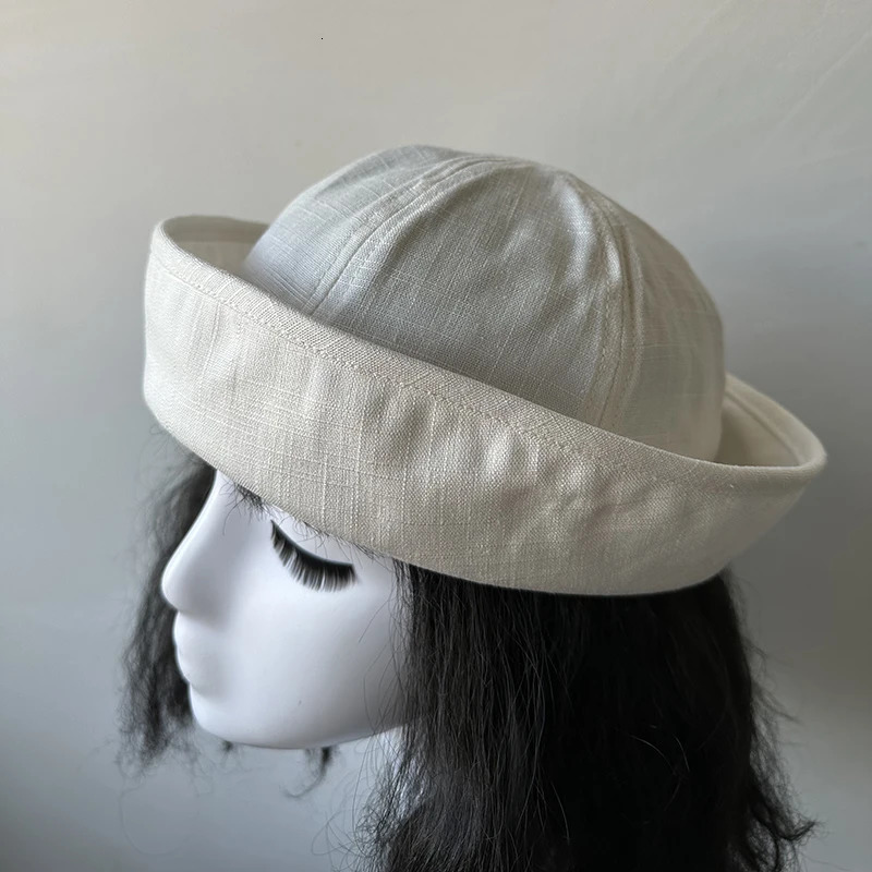Summer Linen Navy Sailor Cap Women Girls JK Cute Red White Check Beret Blue-white Gingham Fashion Hat Cosplay Nurses Cap 250729