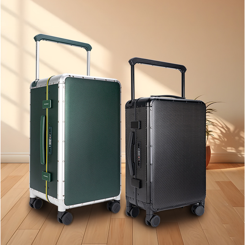 Premium Carbon Fiber Luggage Compartment for Women - Aluminum Frame Suitcase with Universal Wheels