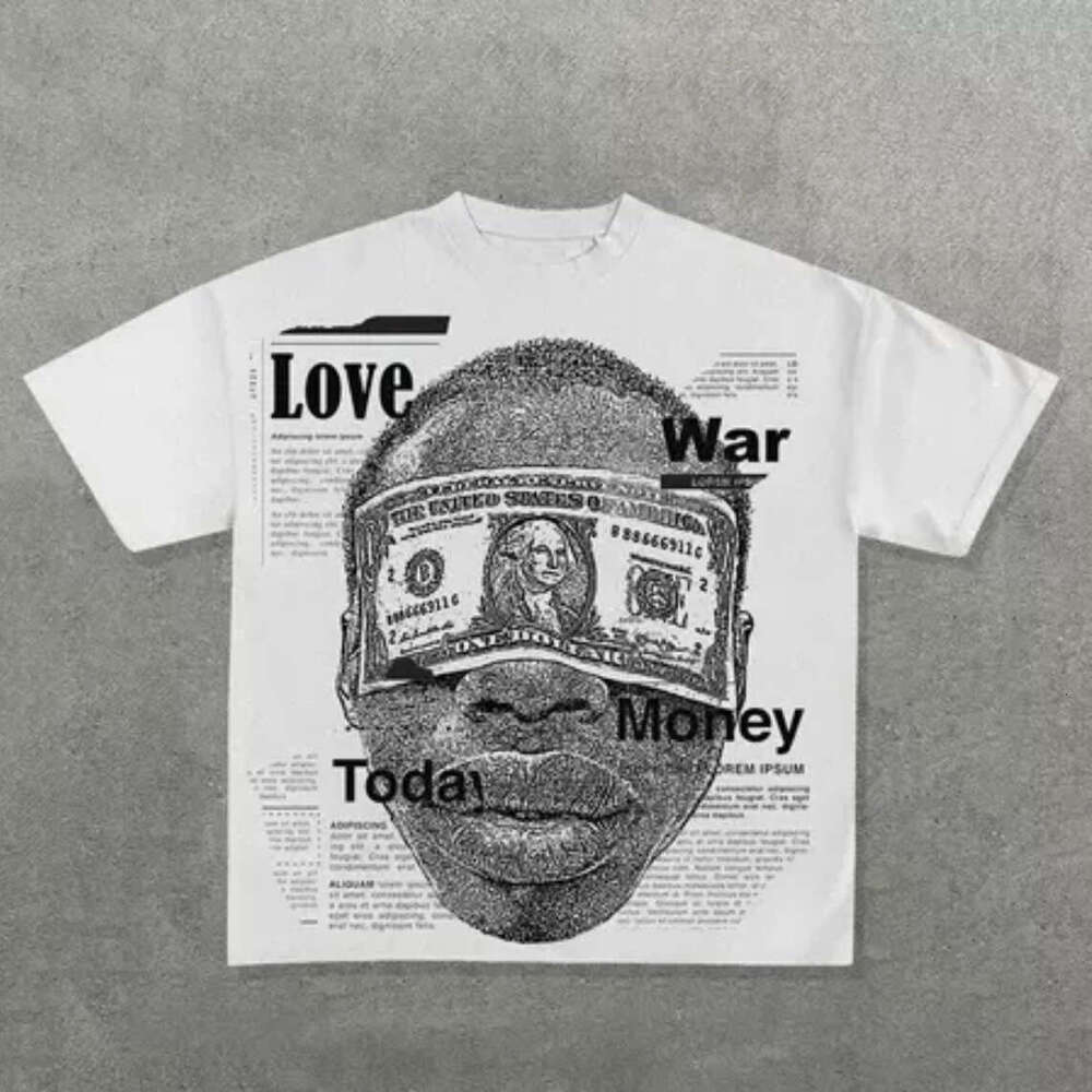 2025 LOVE Coin Trendy Brand New Printed T-Shirt Gothic High Street Short Sleeve Versatile Crew Neck Top