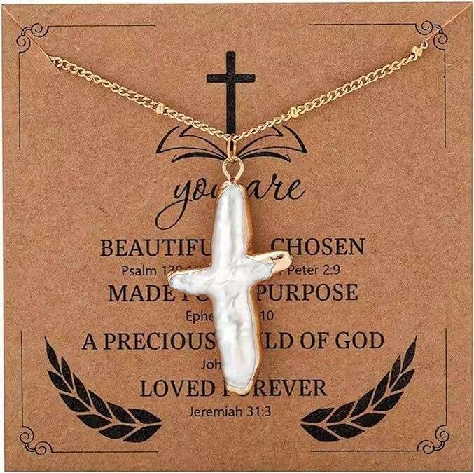 Cross Necklace Baroque Pearl Instant Hair Lockbone Chain Pendant
