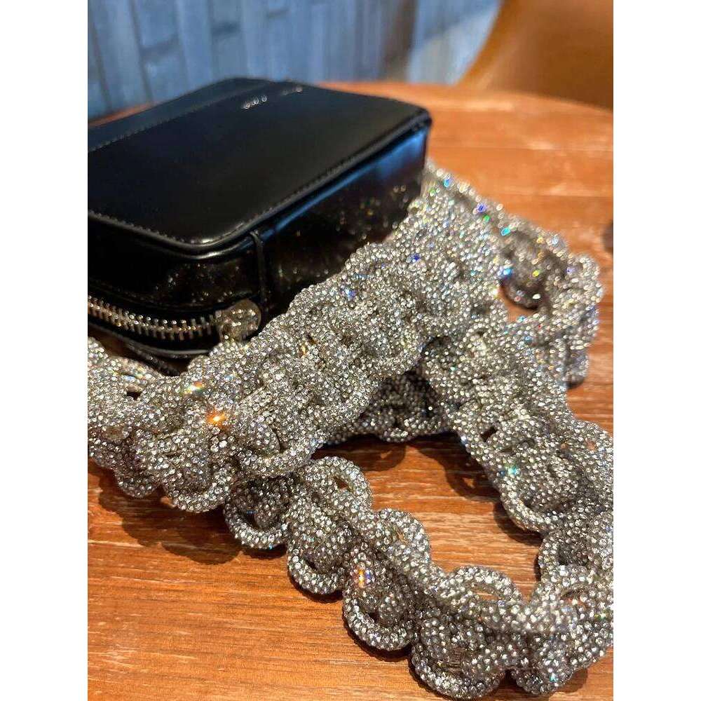 Luxury Designer Rhinestone Dia Bling Braided Shoulder Strap Square Ladies Evening Clutch Messenger Bag Niche