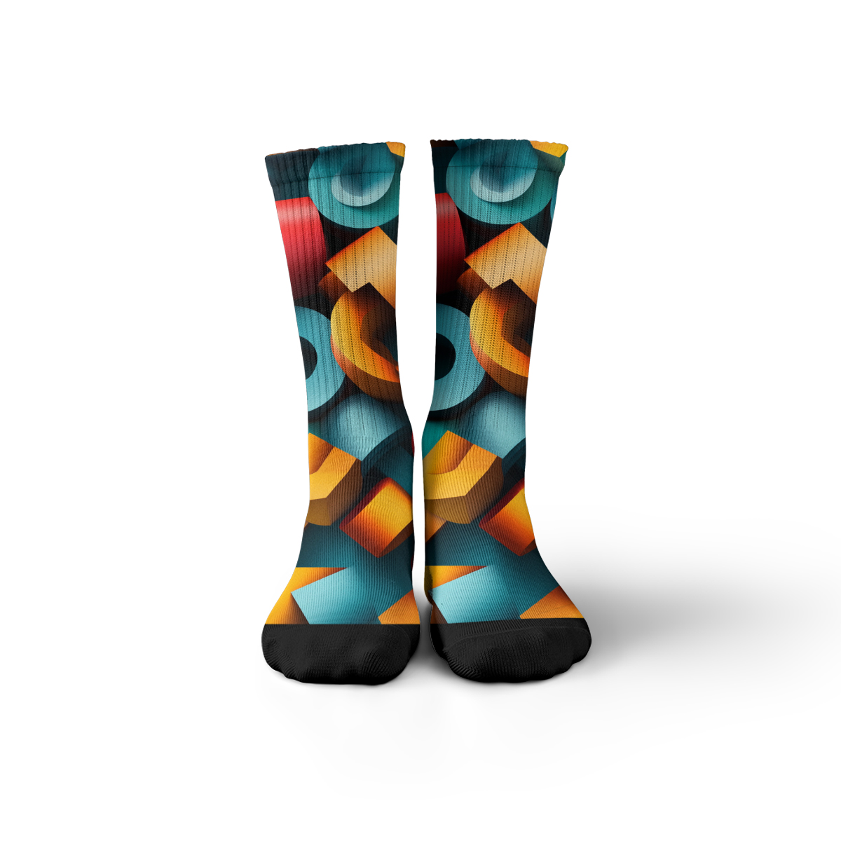 Geometric 3D Color Block Unisex Tube Socks C105