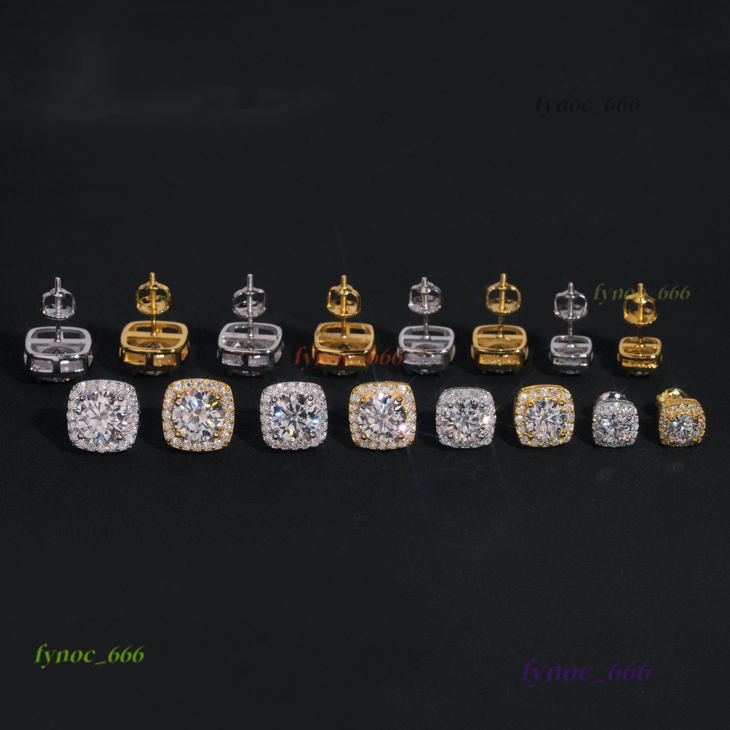 Hip Hop Jewelry Cluster Stud Earring 925 Sterling Silver VVS Moissanite Fully Iced Out Stud Earring