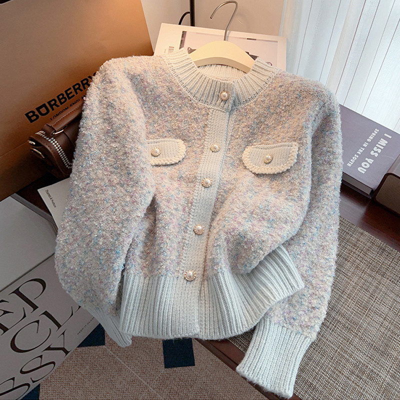 Sweater jacket for women 2025 new early spring thickened design super good-looking knitted cardigan top