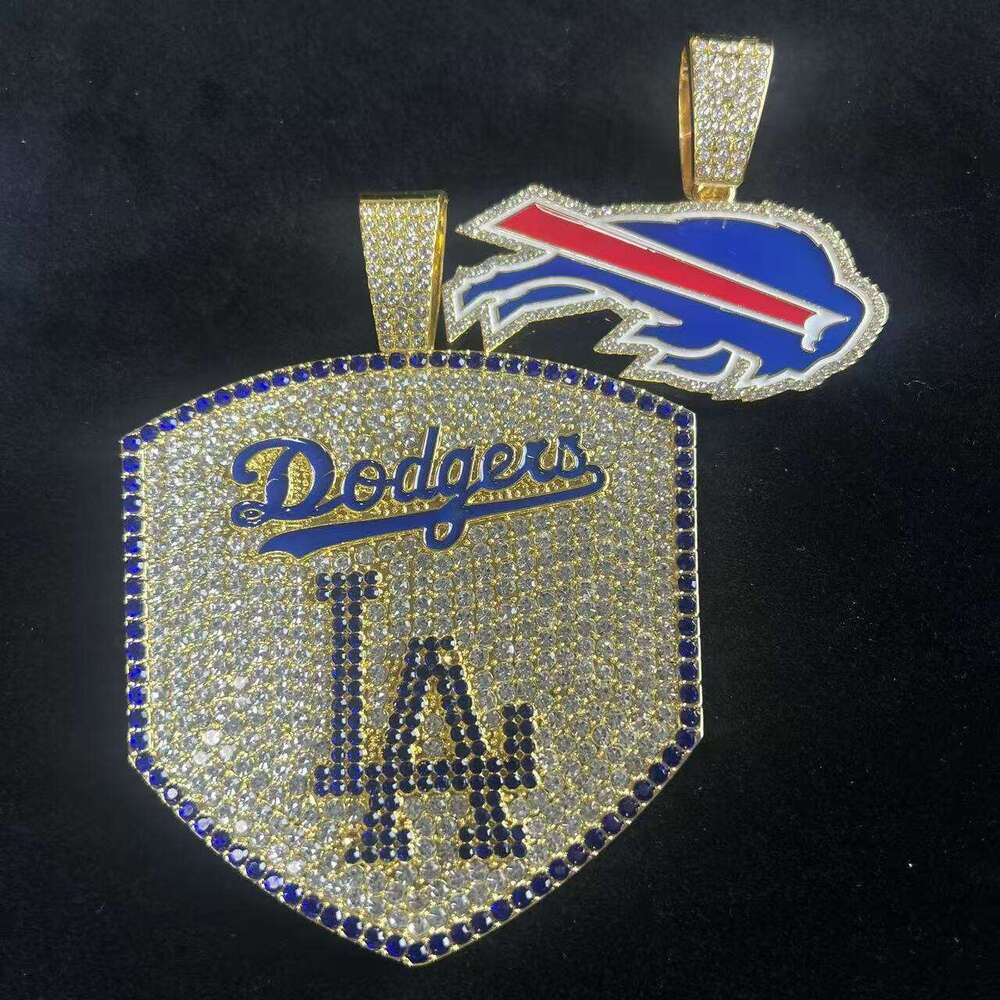 Full Dia Multi-color English Letter Pendant Fashionable Personalized Alloy Cuban Chain Baseball Team Creative Necklace