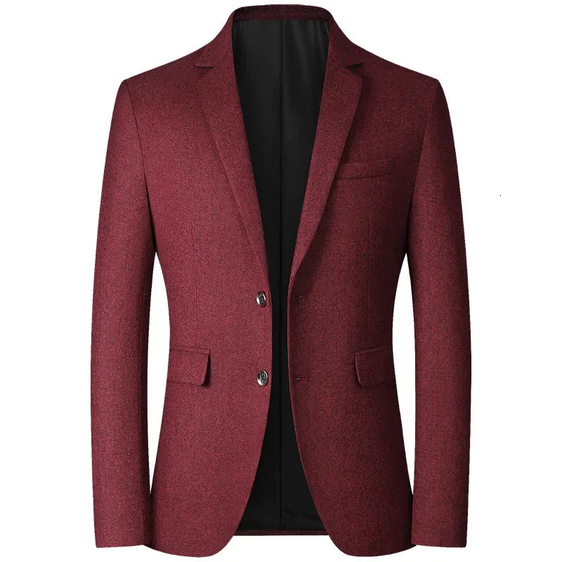 BROWON Business Casual Jackets for Men Spring and Autumn Solid Color TurnDown Collar Suits Blazer Wedding 250730