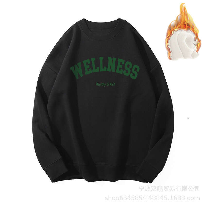 Autumn Winter New Thickened Fleece Printed For Women Ins Style Pullover Loose Lazy Cotton Sweatshirt B5