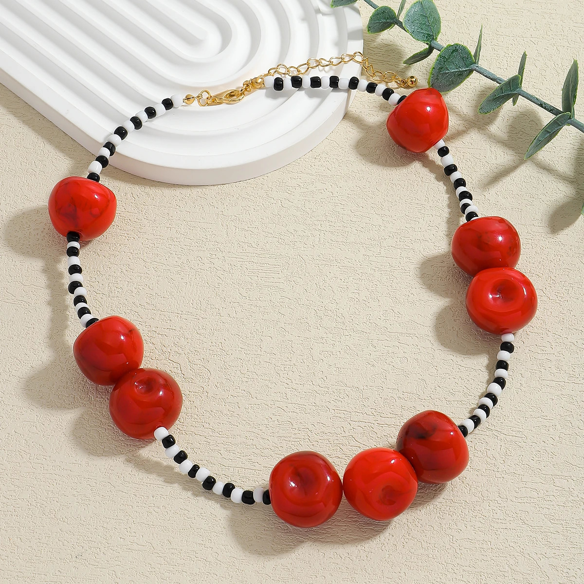 ZAA Women Necklaces Jewelry 2025 Trend Cherry Pendant Summer Boho Resin Beaded Choker Fashion Holiday Party Accessories 250729