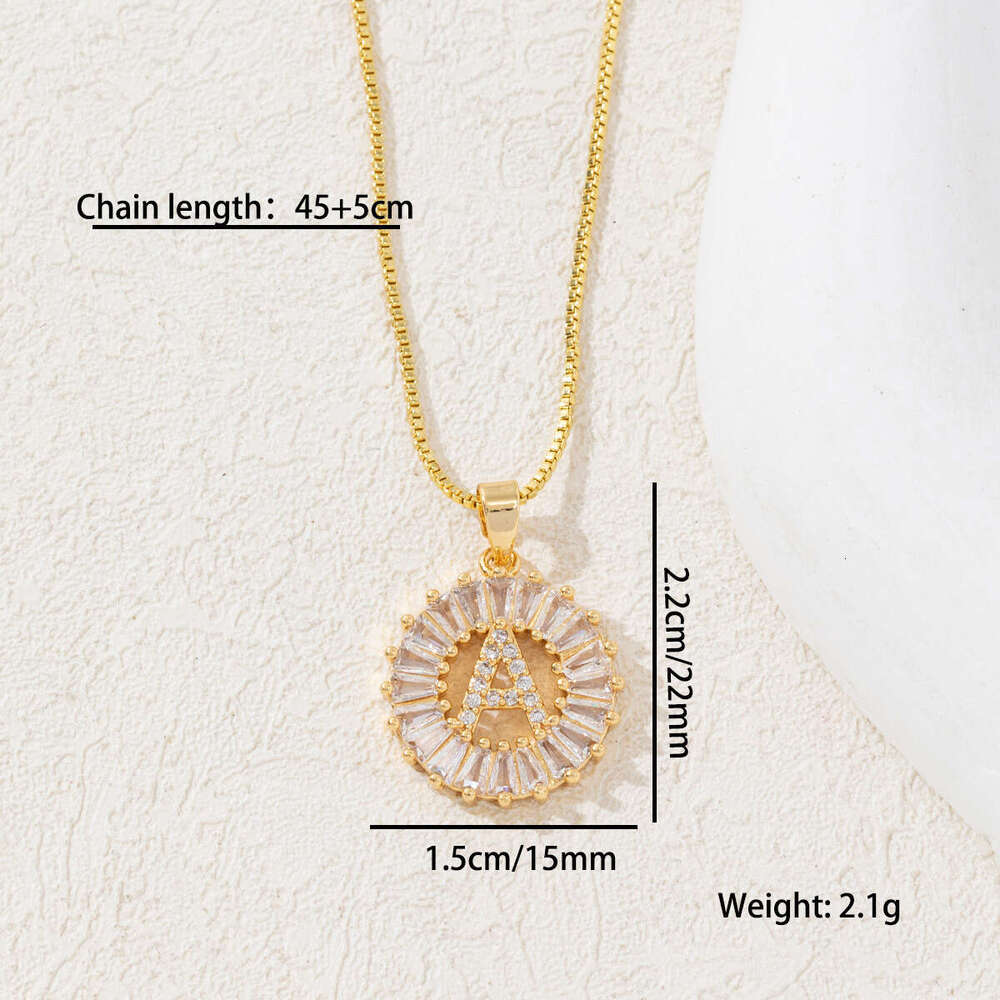 TK Copper Inlaid Zirconium Plated Real Gold Full Dia Rock Sugar Flower Set 26 Letter Necklace Elegant Versatile