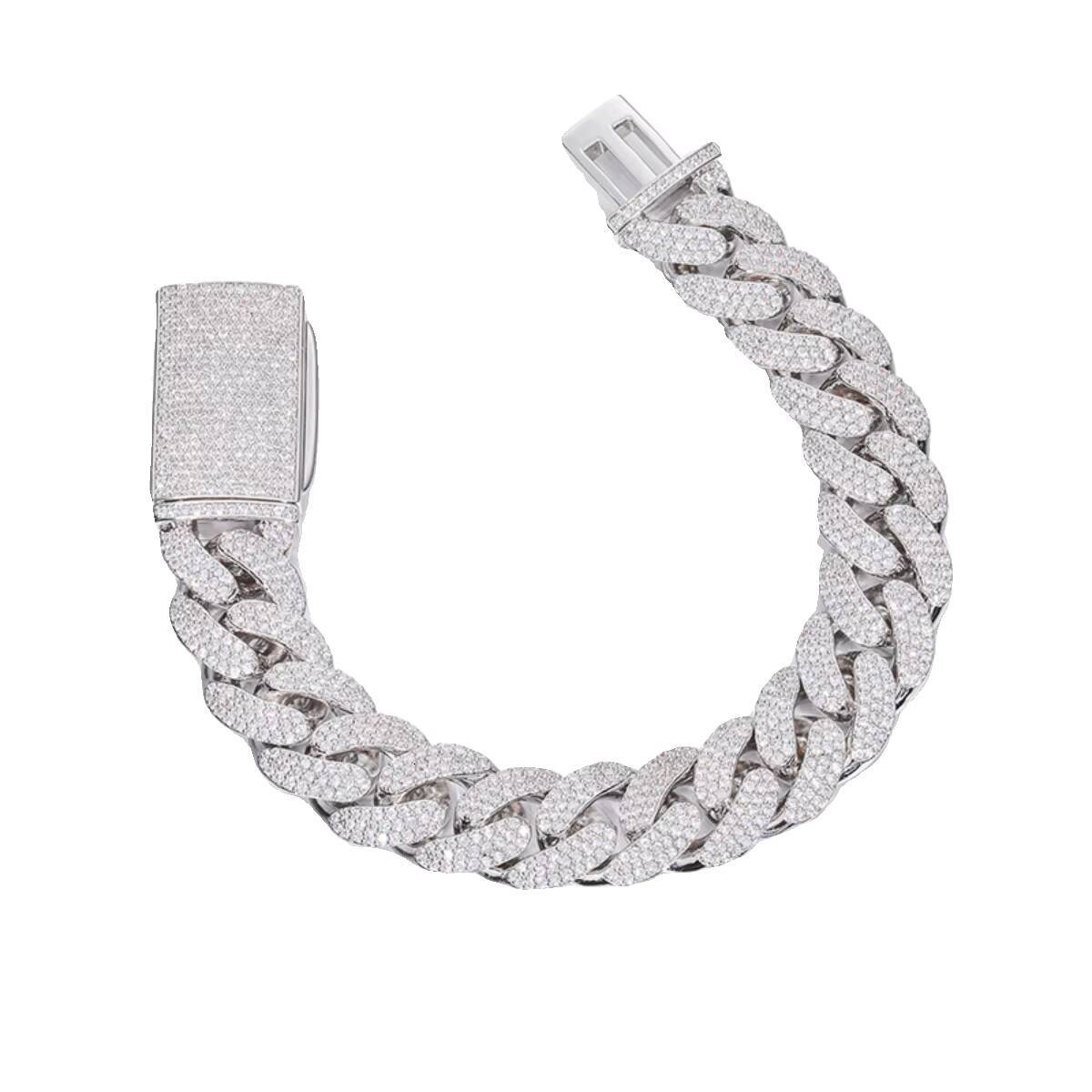 925 Silver Moissanite 10MM Cuban Chain Bracelet Mens Hip Hop Jewelry GRA Certified Gift Product Moissanite Bracelets Bangles