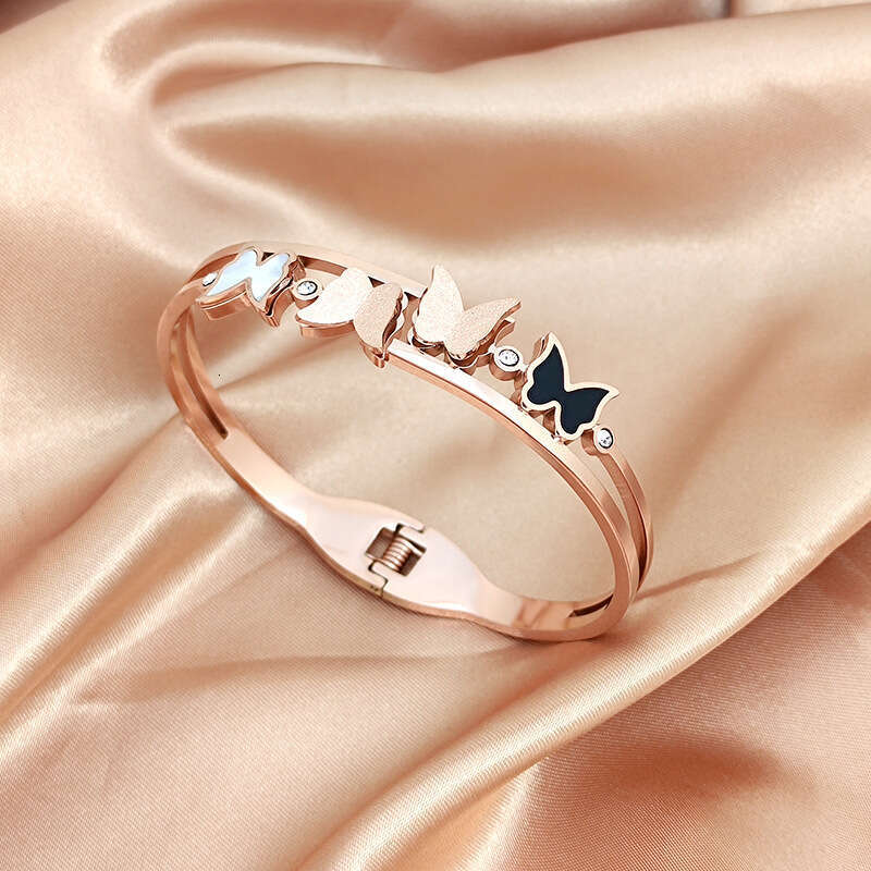 Xiyin Fashion Korean Version Titanium Steel Butterfly Simple Bracelet Spring Open Non-Fading Jewelry