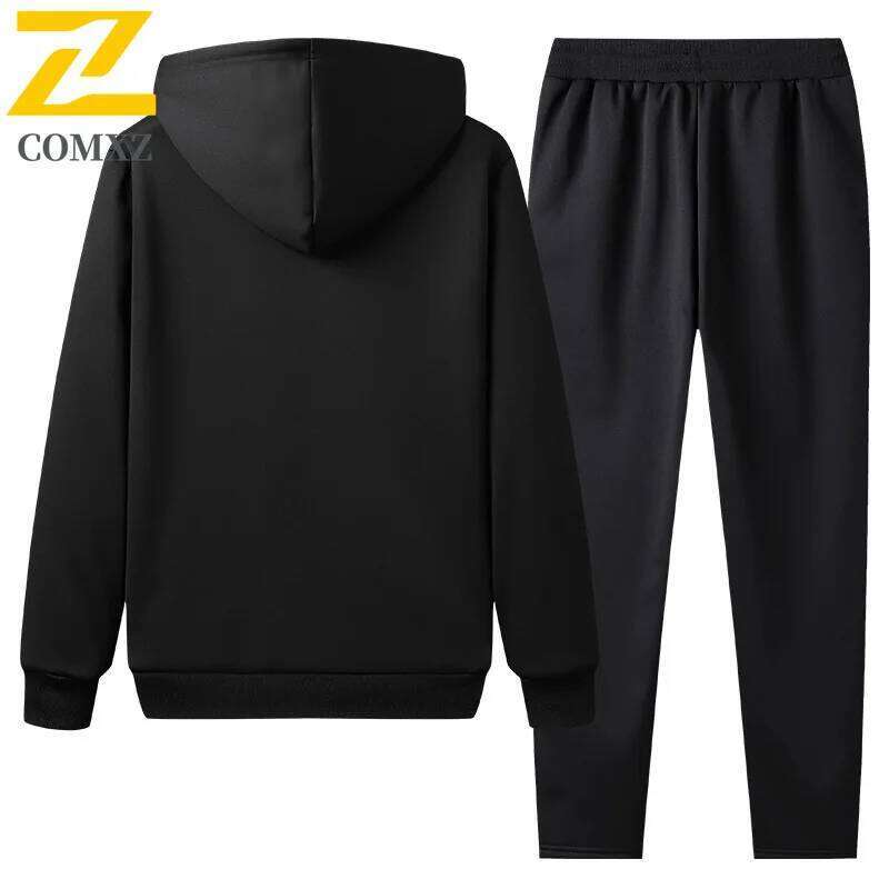 Men's Sportswear New Winter Autumn fleece Tracksuit 2 Piece Sets Sports Suit Jacket+Pant Sweatsuit Male Fashion warm Clothing