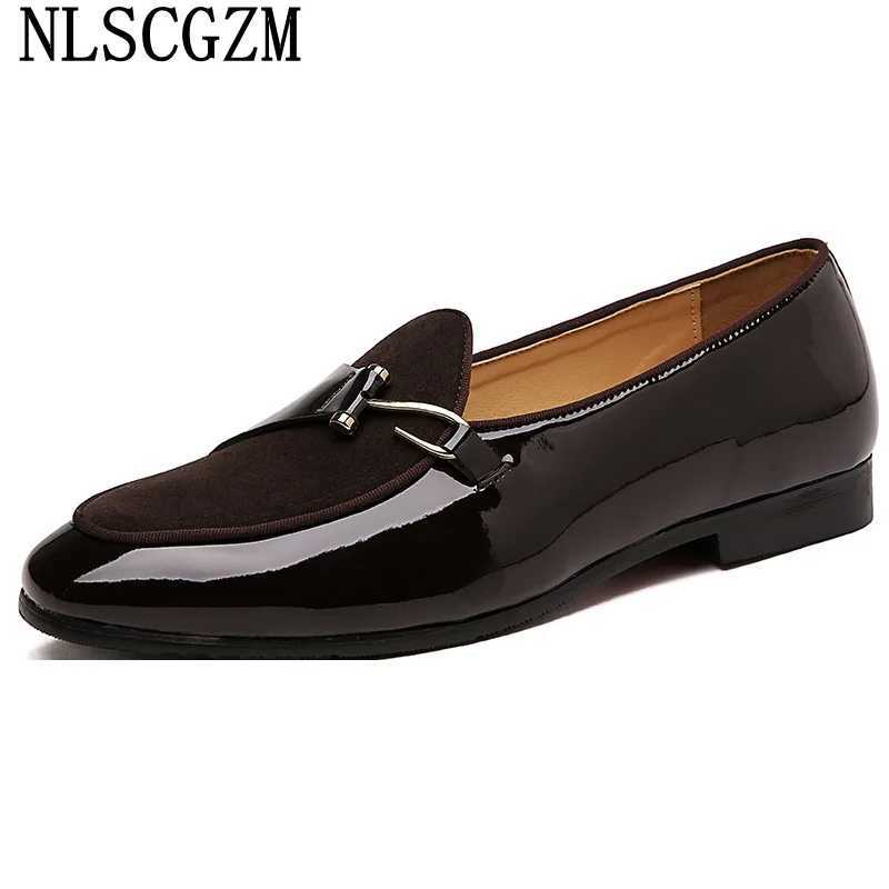 Patent Leather Loafers Men Dress Shoes Leather Italian Oxford Shoes for Men Wedding Dress Formal Slip-on Shoes Men Off 2025 Y250730