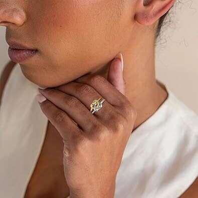 New Couple Stacked Double Section fashion casual Personality Friendship Love Heart Ring