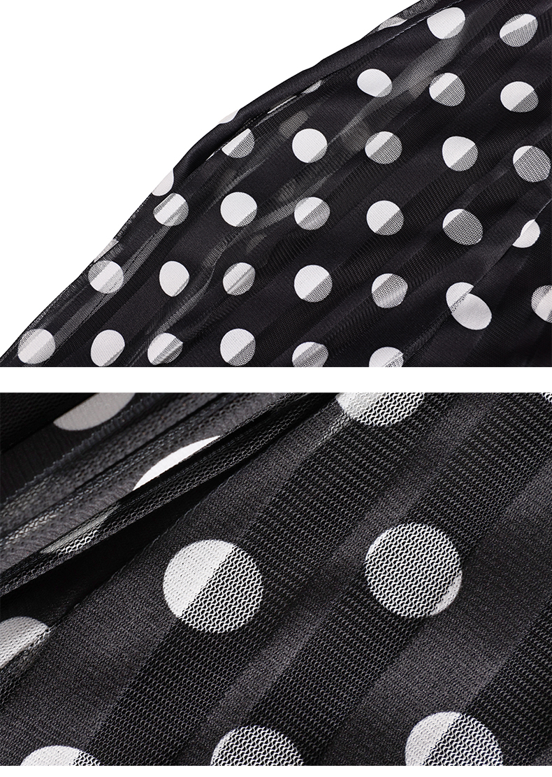 Womens Tulle Skirt White Polka Dot Midi Skirts Elastic High Waist Pleated Mesh Flowy A-Line Skirt Wedding Party Outfit 6111682