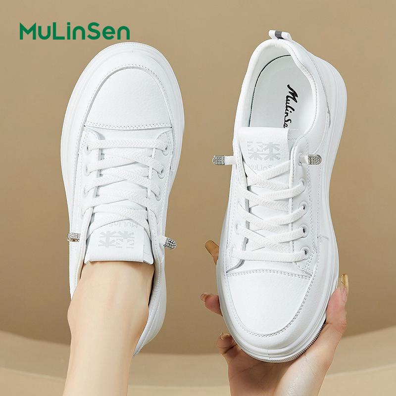 Mulinsen women's shoes spring and summer super hot white shoes 2025 new casual sneakers women's soft bottom breathable student sports shoes