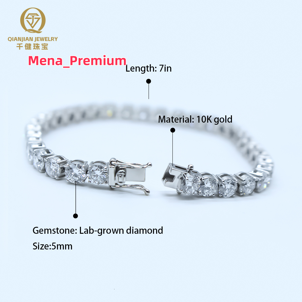 10K 14K 18K Real Solid Gold 2mm 3mm 4mm 5mm Lab Grown Diamond Tennis Chain Iced Out IGI Diamonds Gold Bracelet