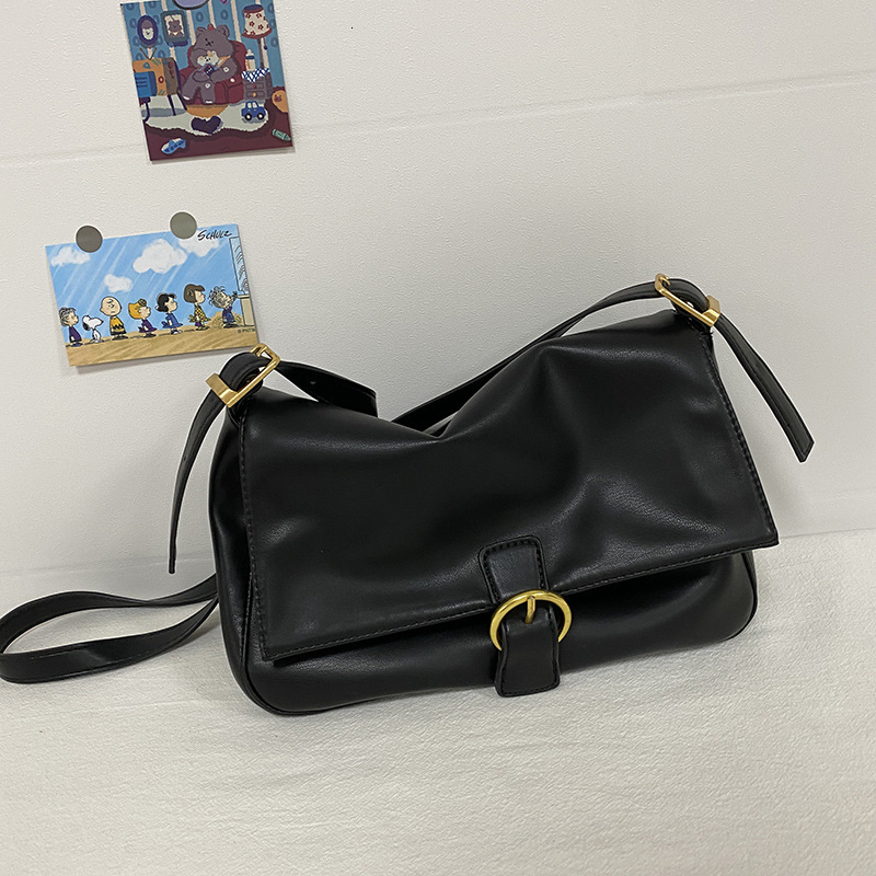 Designer Bag Niche New Retro Large Capacity Black Single Shoulder Underarm Bag Baguette Bag Luxury Bag Daily Trendy Flap Crossbody Handbag For Women T