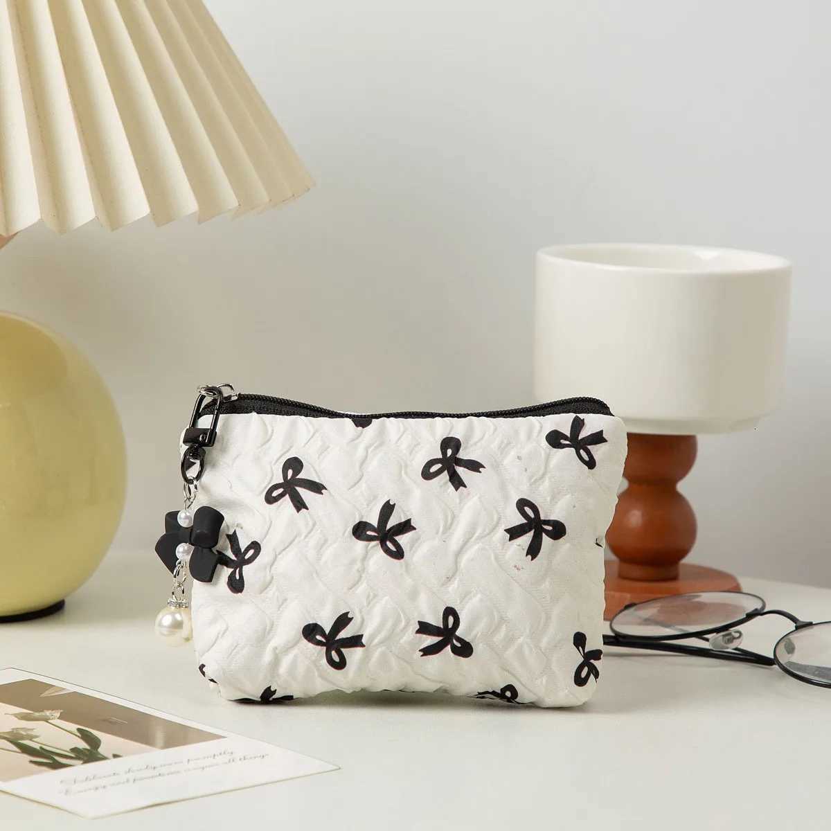 MINI for Women Quilted Travel Cosmetic Bag Girls Organizer Portable Little Bow Makeup Pouch R250729