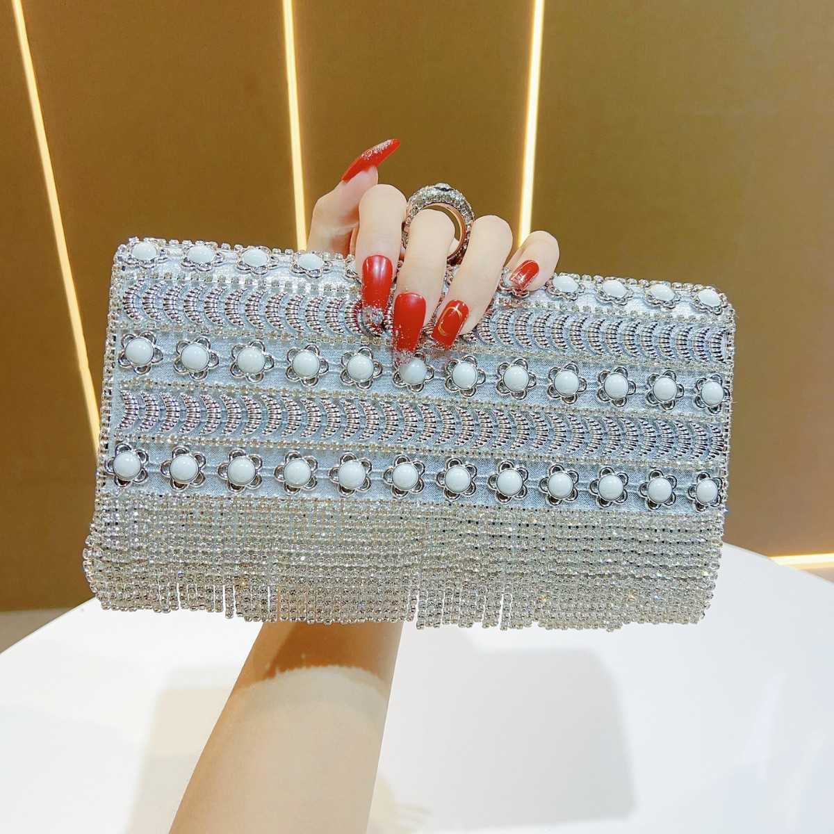 Tassel Evening Bag Rhinestone Dress Party Gift Bag Handheld Banquet Bag Light Luxury Sparkling Diamond Bag