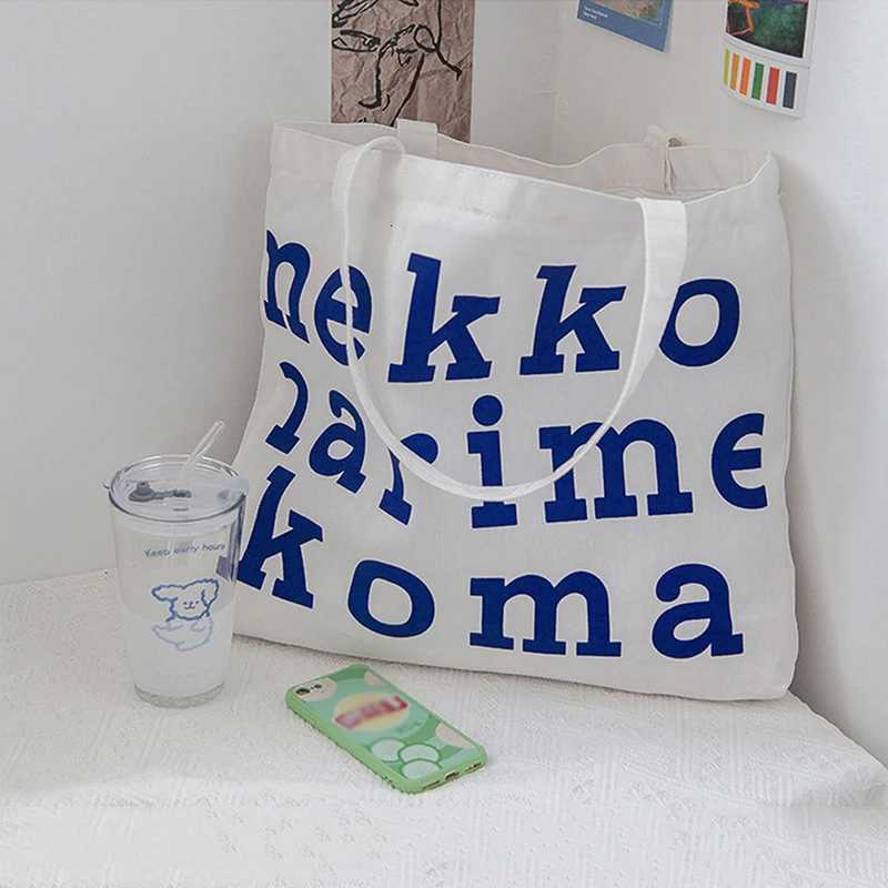 Womens Cheap Large Capacity Shoulder Bag - Canvas Harajuku Style with Letter Print and Zipper Closure G250729