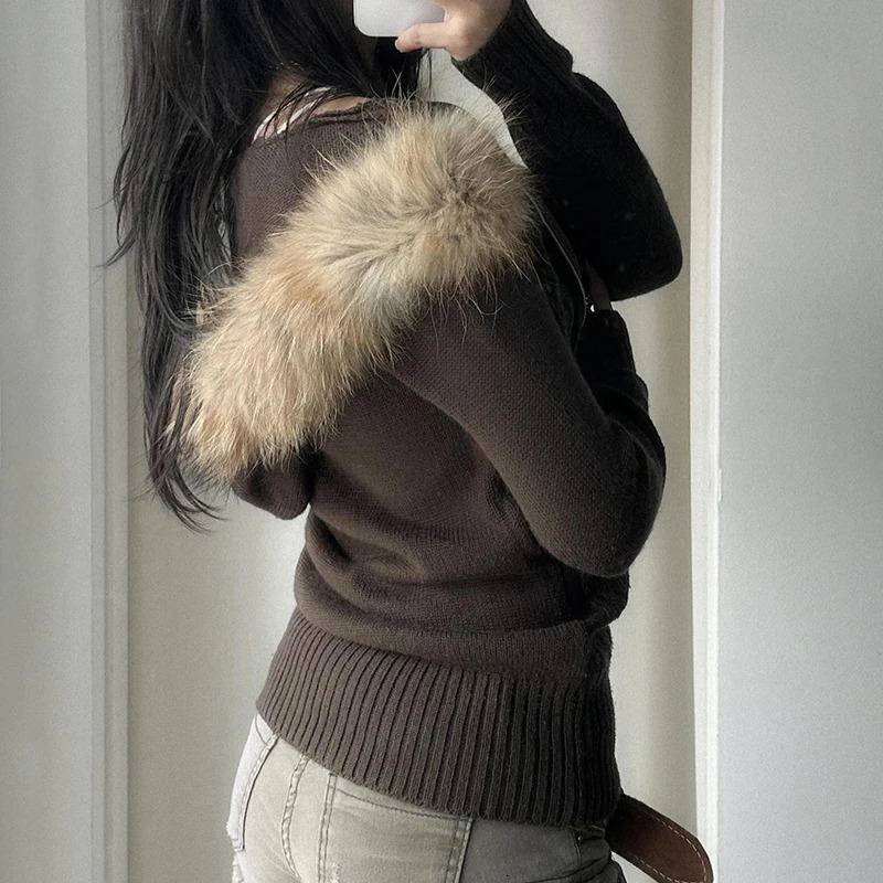 CIBBAR Furry Hooded Knitwear Hoodies y2k Streetwear Full Sleeve Zipup Womens Sweatshirts Korean Fashion Autumn Outwears Ladies 250730