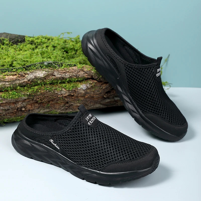 39-47 Men Half Slippers Anti-slip Mens Casual Shoes Lightweight Male Flat Slippers Breathable Fashion Slip on Flats Outdoor 250725