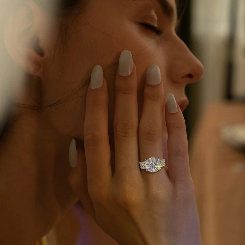 Real 2 Carat 8mm Wedding Ring For Women 925 Sterling Silver Band D Color VVS Diamond Engagement Fine Jewelry With Gra 250722