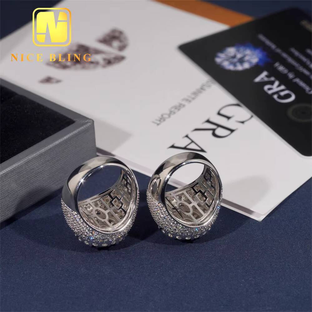 Pass Diamond Tester Iced Out Men Rings 925 Silver Fashion Moissanite Ring Hip Hop Fashion Jewelry Rings