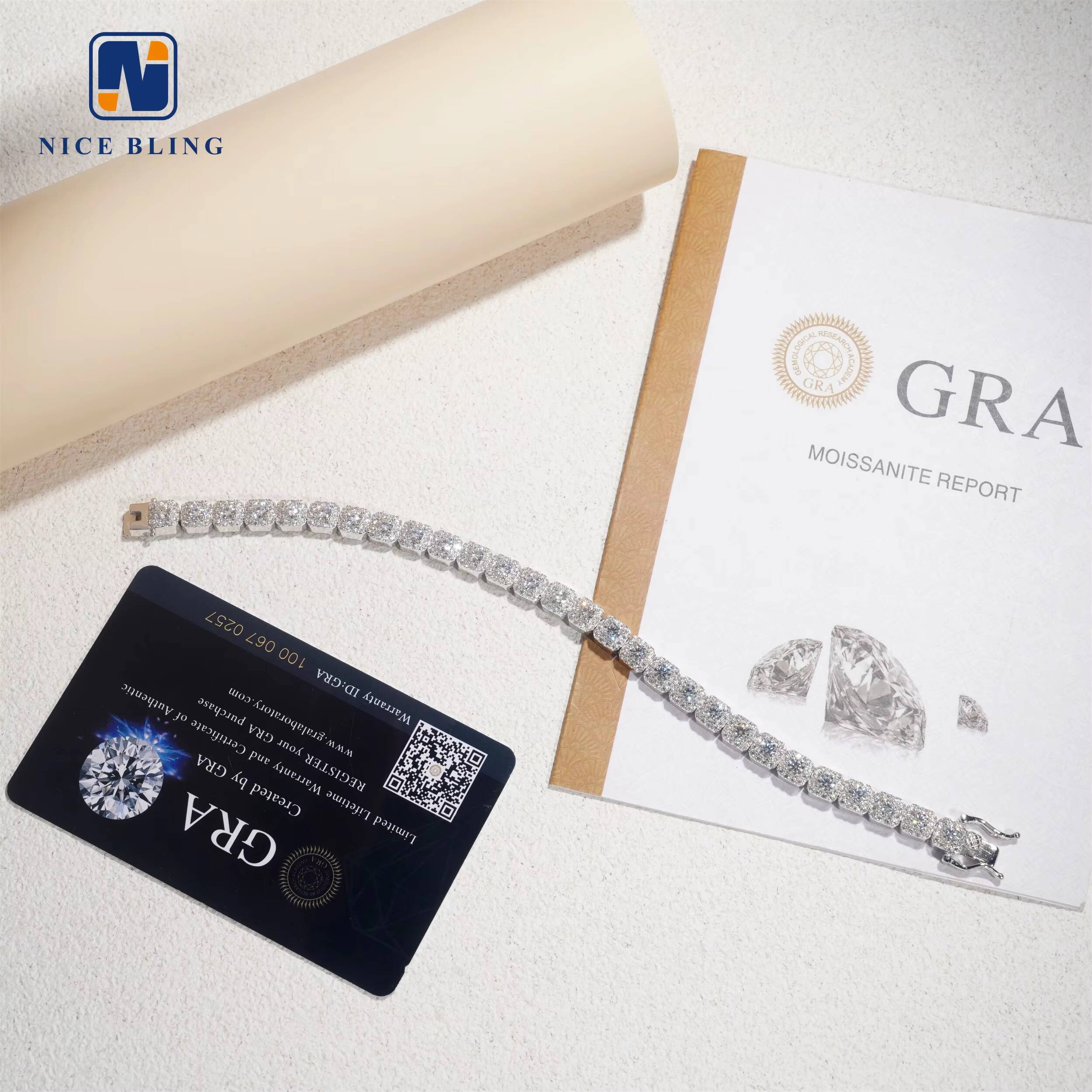 Newest Hip Hop Fashion Rock Sugar Chains Iced Moissanite Jewelry 925 Silver 6mm Cubic Cluster Tennis Necklaces Bracelets