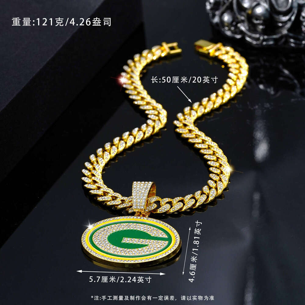 Men's Hip-Hop Full Dia Cuban Chain Fashion Personality Oil Drop Letter G Round Pendant Necklace
