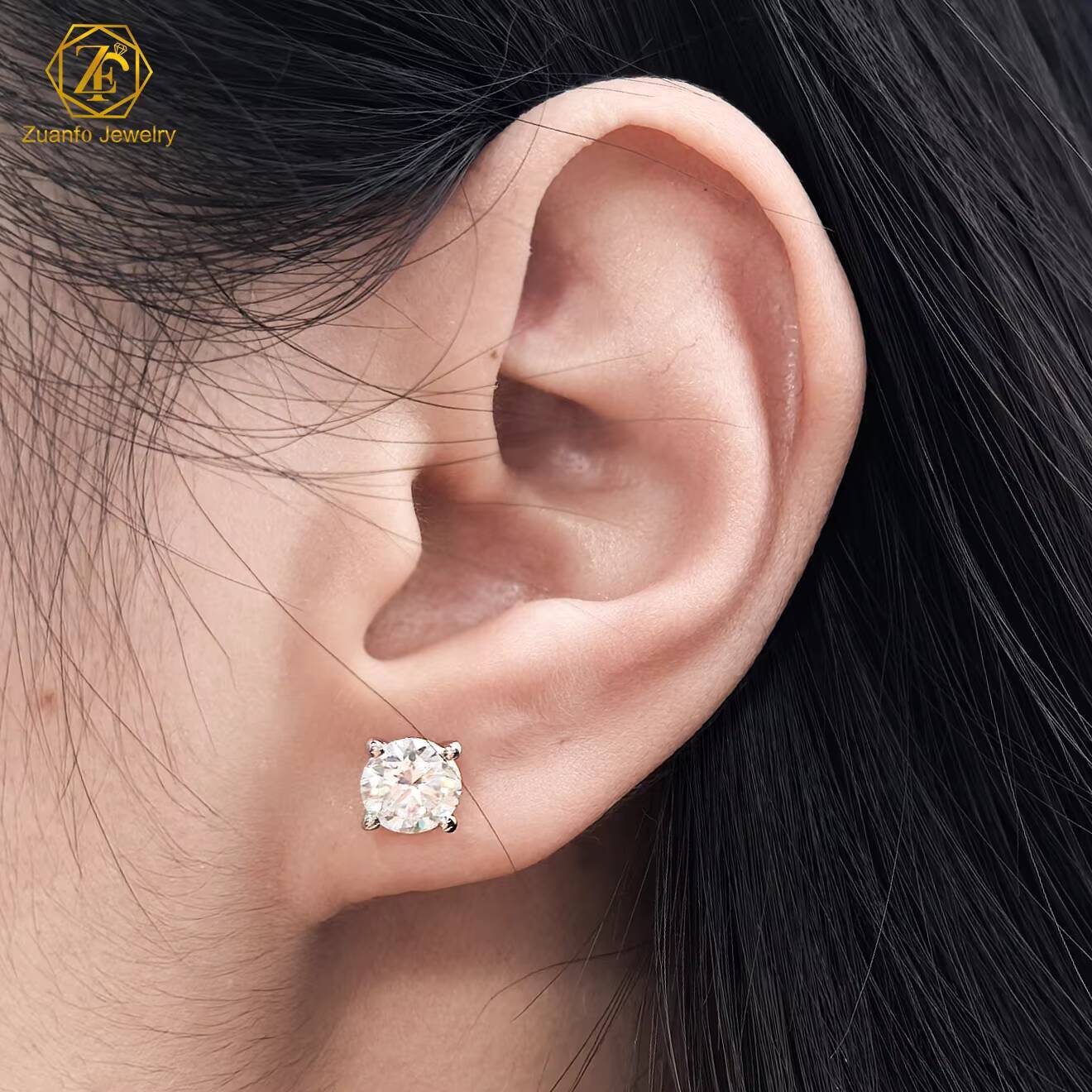 Hot Selling 925 Sterling Silver 6.5MM 1CT 4-Prongs Screw Back D VVS1 Moissanite Diamond Stud Earrings for Weddings Parties Gifts