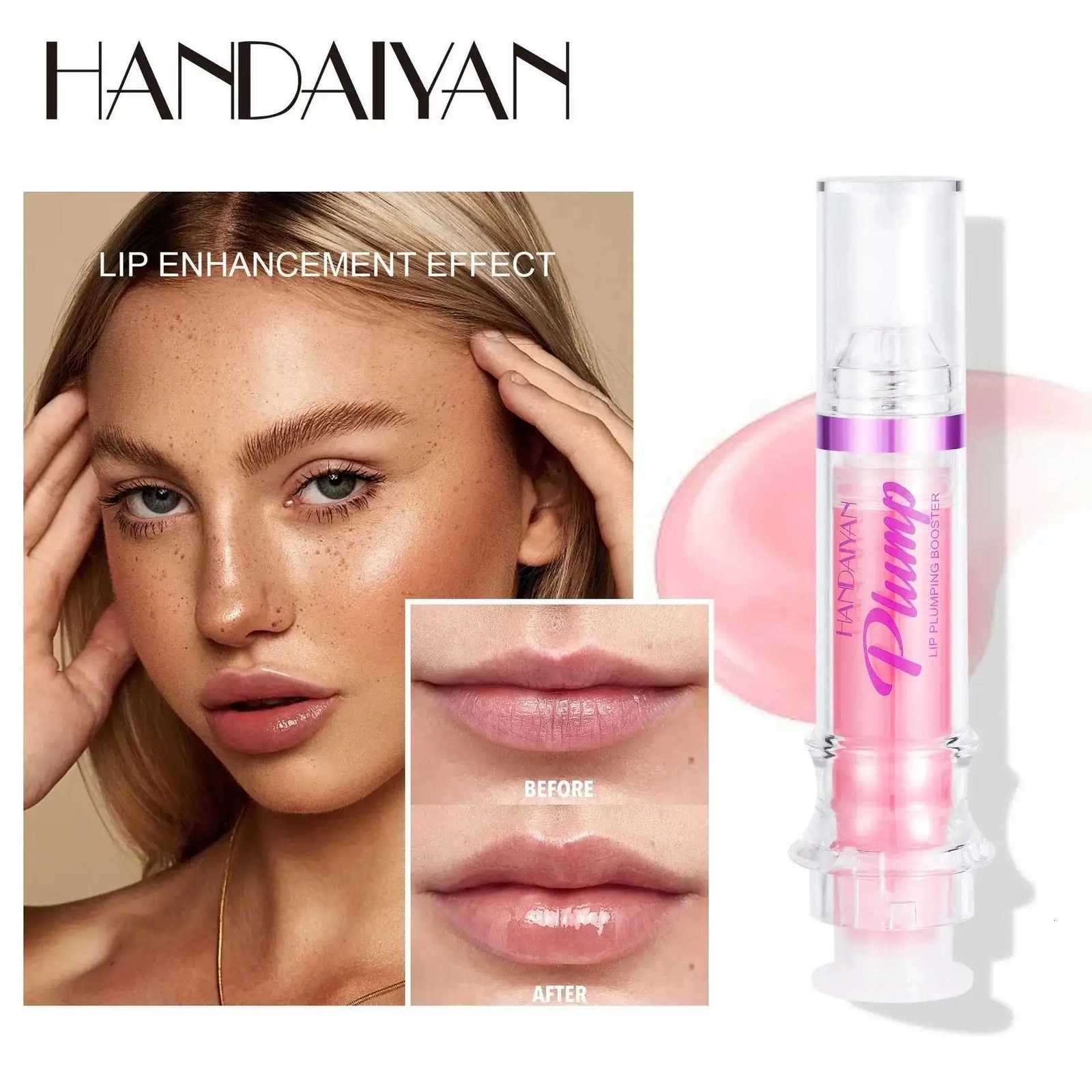 HANDAYAN 6 Color Lip Plumper Gloss Moisturizing Honey Oil Enhancer Transparent Shine Booster Makeup Beauty G250728
