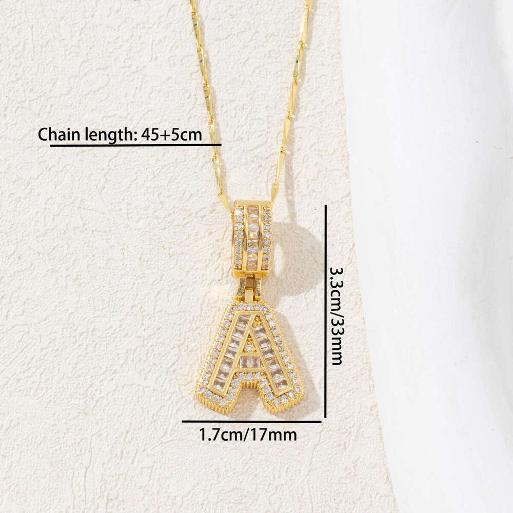 TK Copper Inlaid Zirconium Plated Real Gold Full Dia Rock Sugar Flower Set 26 Letter Necklace Elegant Versatile