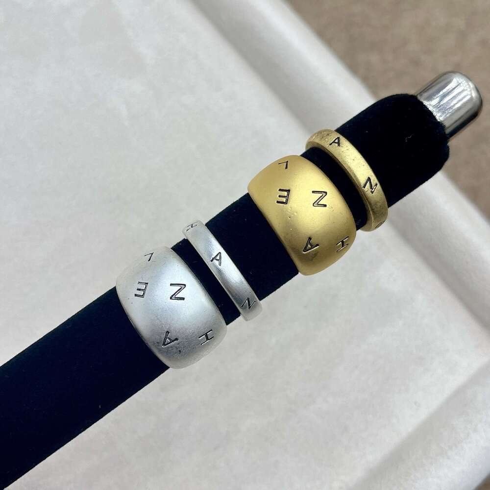 Vintage Silver Letter Wide Index Finger Ring for Women, Light Luxury Niche Design, High-End Feel, 2024 New Trend a55